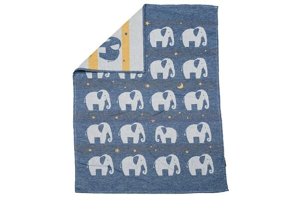 FUSSENEGGER Babydecke Lima Elefant Blau 1 FUSSENEGGER Babydecke Lima Elefant Blau