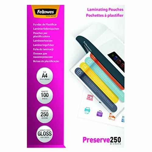 Fellowes Laminierfolientasche, DIN A4, Glänzend, 500 Mic 1 Fellowes Laminierfolientasche, DIN A4, Glänzend, 500 Mic